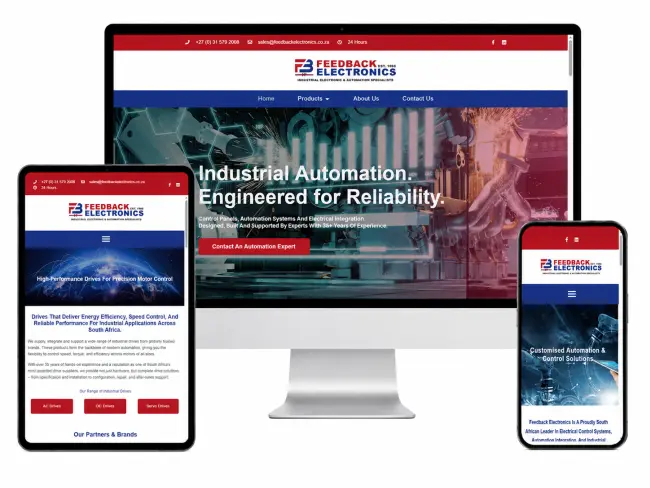 Feedback Electroncs site mockup
