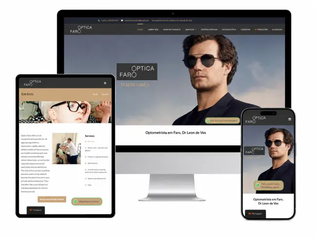 Optica Faro site mockup