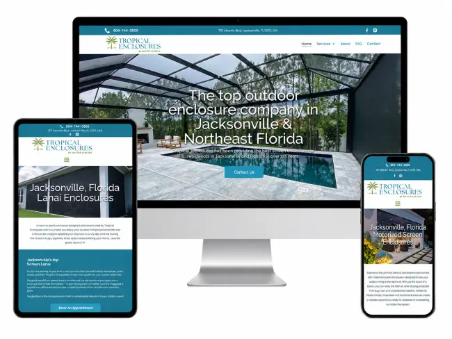 Tropical Enclosures site mockup